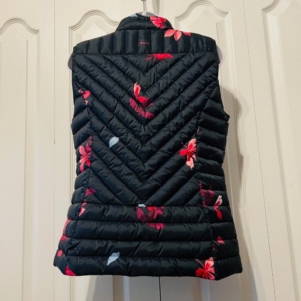 Joules-Women's Puffer Floral Navy Blue Vest-Great Britain-Size 8 US-Warm-Travel - Picture 8 of 16